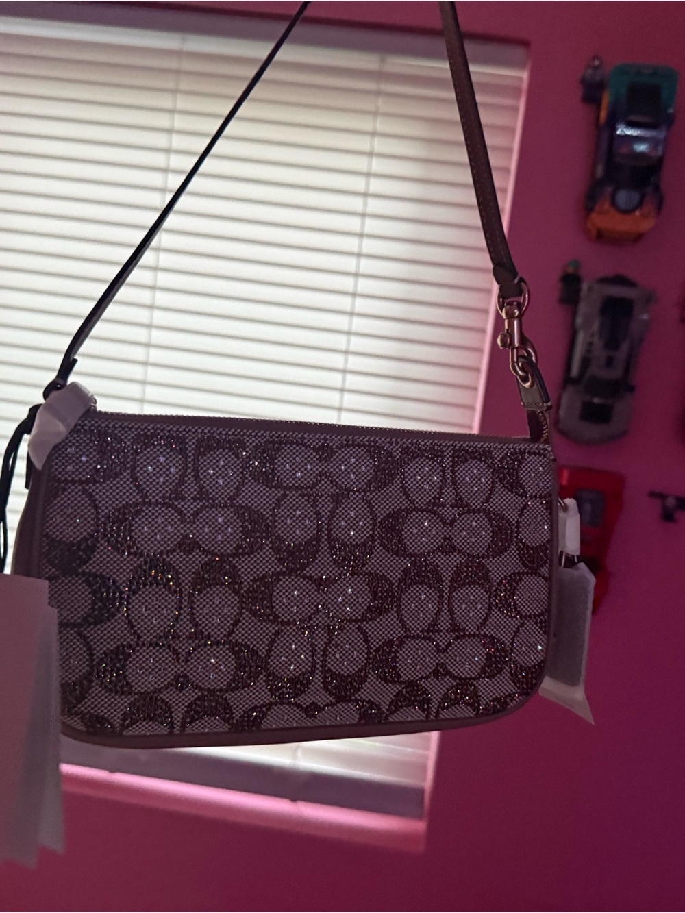 Sparkle coach plaza bag Signature Pattern Shoulder Bag
